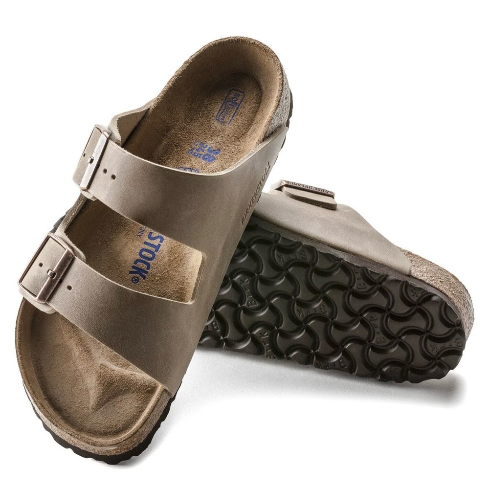 Narrow Fit Birkenstock Unisex Arizona Soft Footbed Leather Sandals - 38
